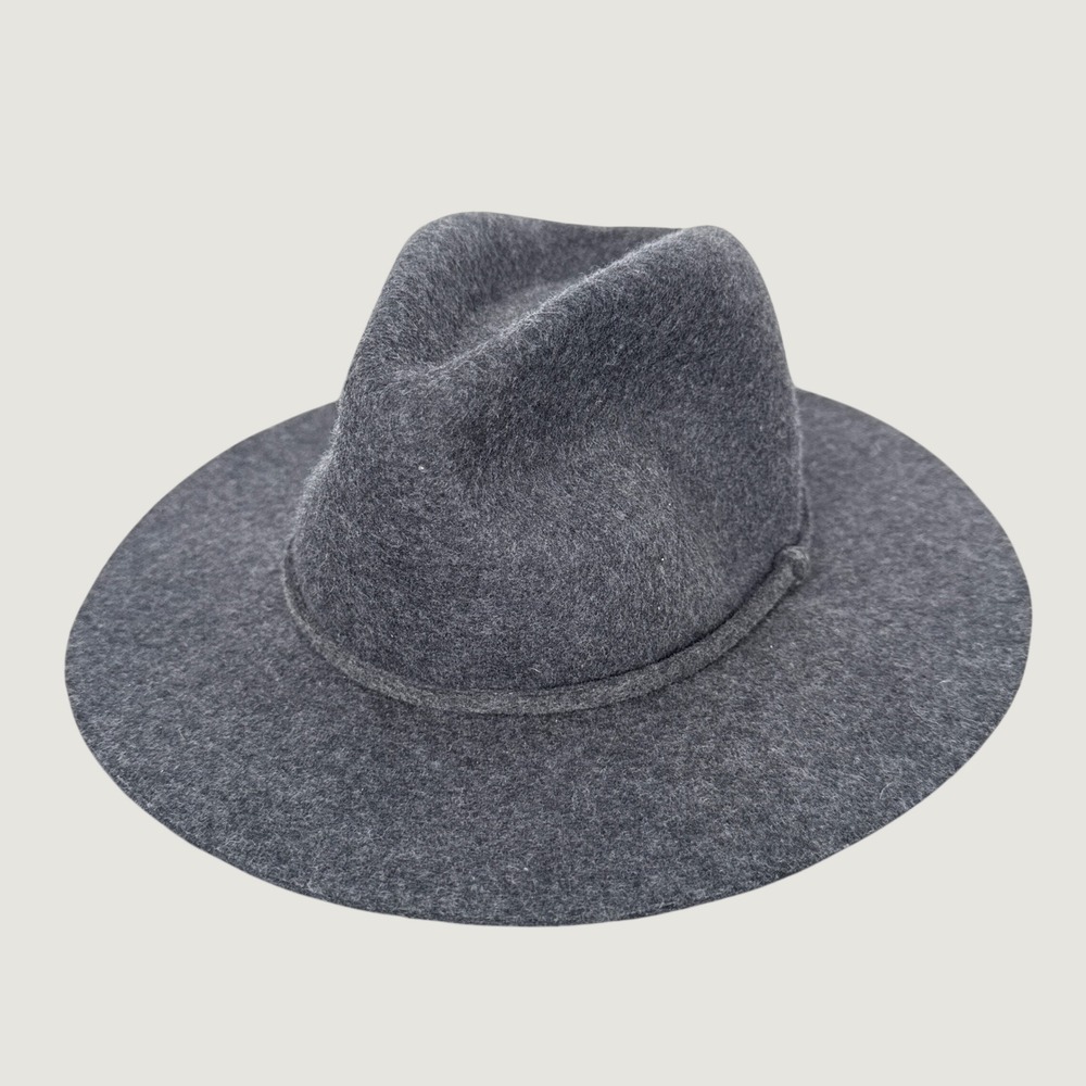 J.Crew Womens Charcoal Gray 100% Wool Wide Brim Fedora Hat Size M/L 112535